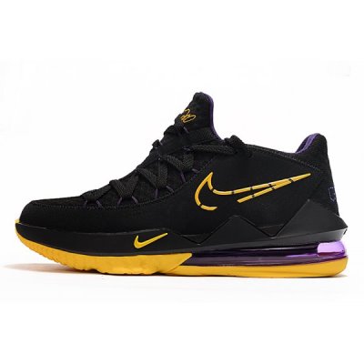 Nike Erkek Lebron 17 Low Siyah / Sarı / Mor Basketbol Ayakkabısı Türkiye - XVETJPIN